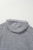 Medium Grey Fleece Zip Up Drawstring Hooded Pocketed Jacket