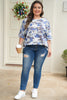 Gray Plus Size Camouflage Print Textured Casual Tee