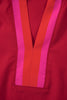 Fiery Red Striped Frilled Collar Ruffled Short Sleeve Blouse