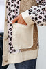 Khaki Leopard Waffle Quilted Patchwork Button Front Jacket