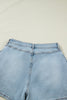 Beau Blue Bow Detail Denim Shorts with Pockets