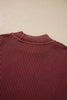 Red Dahlia Drop Shoulder High Neck Ribbed Sweater