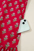 Red Floral Print Contrasted V Neck Short Bubble Sleeve Mini Dress