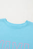 Light Blue MAMA Letter Graphic Neon T Shirt
