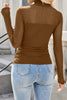 Black Sheer Mesh Patchwork High Neck Long Sleeve Top
