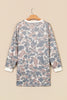 Beige Botanical Camo Print Long Sleeve Pocket Mini Dress