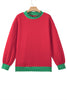 Pink Colorblock Polka Dot Contrast Trim Oversized Sweatshirt