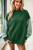 Pink Plaid Sleeve Colorblock Loose Tunic Sweatshirt