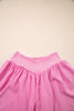 Bright Pink Crossed Waist Tiered Flowy Shorts