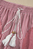 Fushia Raw Seam Patchwork Long Sleeve Top Pocket Casual Pants 2pcs Set
