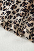 Brown Leopard Print Contrast Trim Round Neck Long Sleeve Top