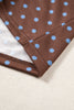 Brown Polka Dot Drawstring Wide Leg Long Sleeve Top Pant Set