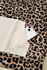 Leopard Print Waffle Contrast Kangaroo Pocket Hooded Sweatshirt