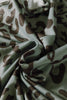 Green Leopard Print Varsity Striped Trim Long Sleeve Top