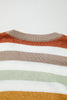 Multicolour Striped Colorblock Drop Shoulder Plus Size Sweater