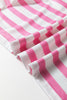 Pink Stripe V Neck Patched Pocket Casual T Shirt