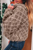 Chestnut Sherpa Rhombus Zip Up Side Pocket Hooded Jacket