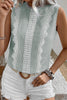 Green Stripe Lace Patchwork Crew Neck Tank Top