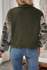 Jungle Green Ribbed Fleece Plaid Print Patchwork Button Up Jacket