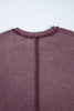 Red Sandalwood Mineral Wash Exposed Seam Side Slit Sweatshirt
