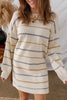 Multicolour Striped Print Drop Shoulder Shift Sweater Mini Dress