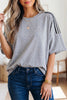 Light Grey Patchwork Detail Raw Edge Oversize Tee