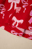 Red Sweet Bow Print Shirt Style Top Long 2pcs Pajama Set
