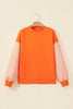 Pink Plaid Sleeve Colorblock Loose Tunic Sweatshirt