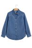 Dusk Blue Western Embroidered Collar Long Sleeve Denim Shirt