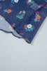 Blue Polka Dot Floral Mesh Long Sleeve High Neck Pullover Sheath Top