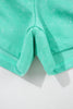 Sea Green Mineral Wash Drawstring Waist Hollow Out Back Short Sleeve Romper