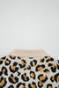 Khaki Mixed Leopard Patchwork 3/4 Sleeve Loose Shirt