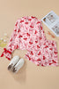 Red Bow Print Valentine Long Sleeve Shirt Shorts 2 Pcs Pajama Set