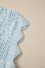 Bonbon Pointelle Knit Patterned Scalloped Trim Short Sleeve Sweater