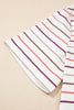 White Stripe V Neck Casual Plus Size Tee