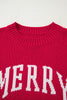 Fiery Red MERRY Letter Pattern Christmas Holiday Baggy Sweater