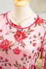 Pink Floral Print Exposed Seam Detail Mesh Long Sleeve Top