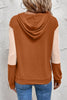 Gold Flame Contrast Color Ribbed Patchwork Crossed Pullover Neck Hoodie