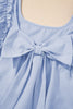 Beau Blue Textured Flutter Sleeve Square Neck Bow Back Mini Dress