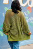 Spinach Green Oversize Crochet Knit Open Cardigan