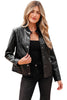 Black Faux Leather Buttoned Front Boxy Jacket