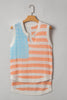 Beige USA Flag Notched Neckline Loose Sweater Vest