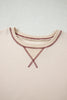 Red Stripe Sleeve Patchwork Casual Knit Top