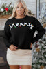 Black Merry Colorful Dot Detail Christmas Drop Shoulder Sweater