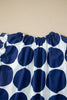 Blue Polka Dot Print Frilled Round Neck Shift Tank Top