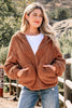 Straw Yellow Zip Up Hooded Sherpa Jacket