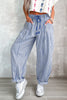 Black Stripe Drawstring Casual Loose Pants