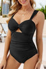 Black Cut out Twist Bowknot Backless One Piece Swimsuit