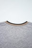Gray Varsity Contrast Striped Trim V Neck Sweatshirt
