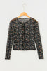 Black Floral Print Mesh Tank Button Front Slim Cardigan 2pcs Set
